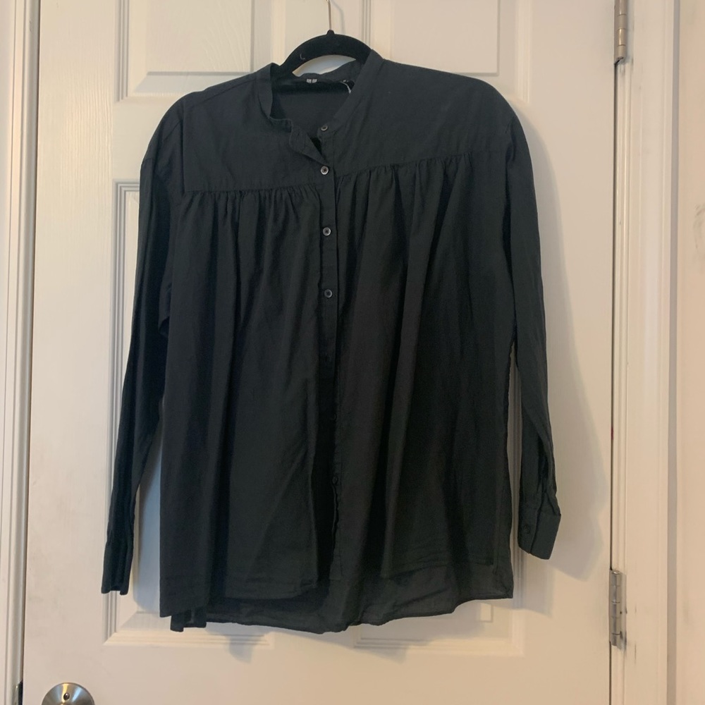 Uniqlo Navy Blue Button Down Blouse
